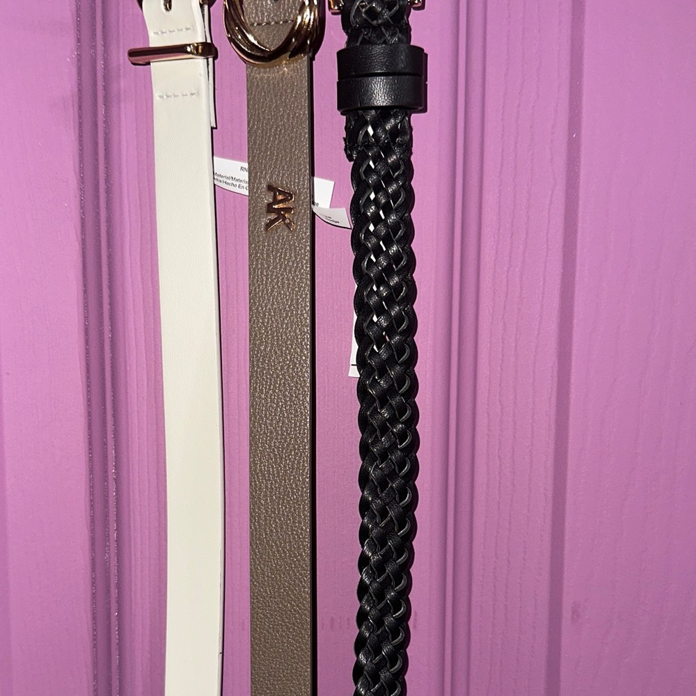 Anne Klein Women Belt Trio - White, Brown, Black - Picture 2 of 6